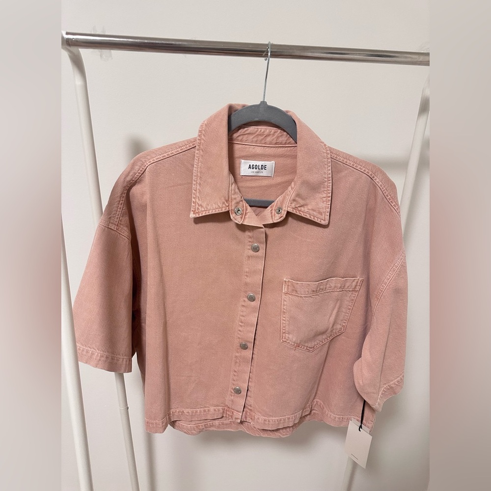NWT AGOLDE - Rona Box Shirt in Pink Salt - Picture 8 of 8